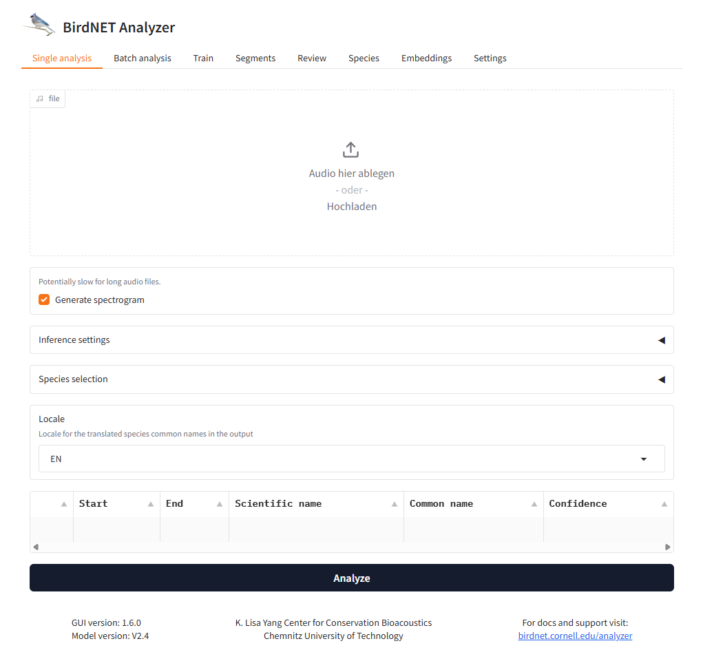 BirdNET-Analyzer GUI